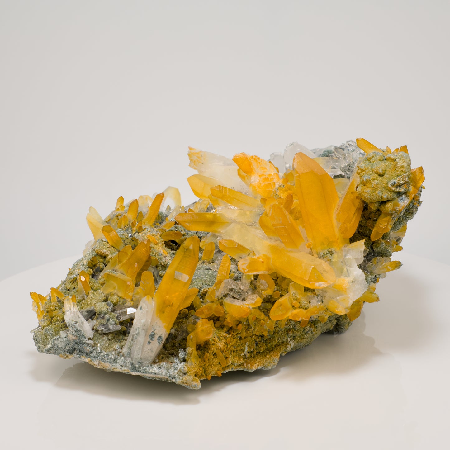Golden Green Lemurian Quartz Cluster Large Size Extra rare (LC-438)