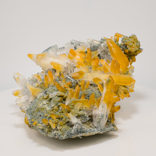 Golden Green Lemurian Quartz Cluster Large Size Extra rare (LC-438)