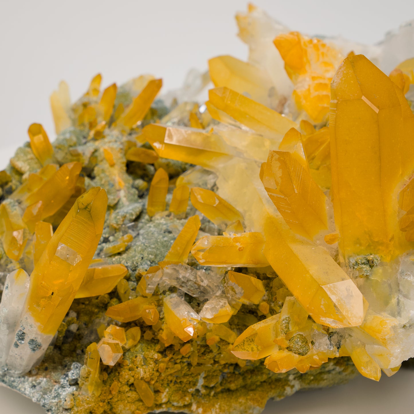 Golden Green Lemurian Quartz Cluster Large Size Extra rare (LC-438)