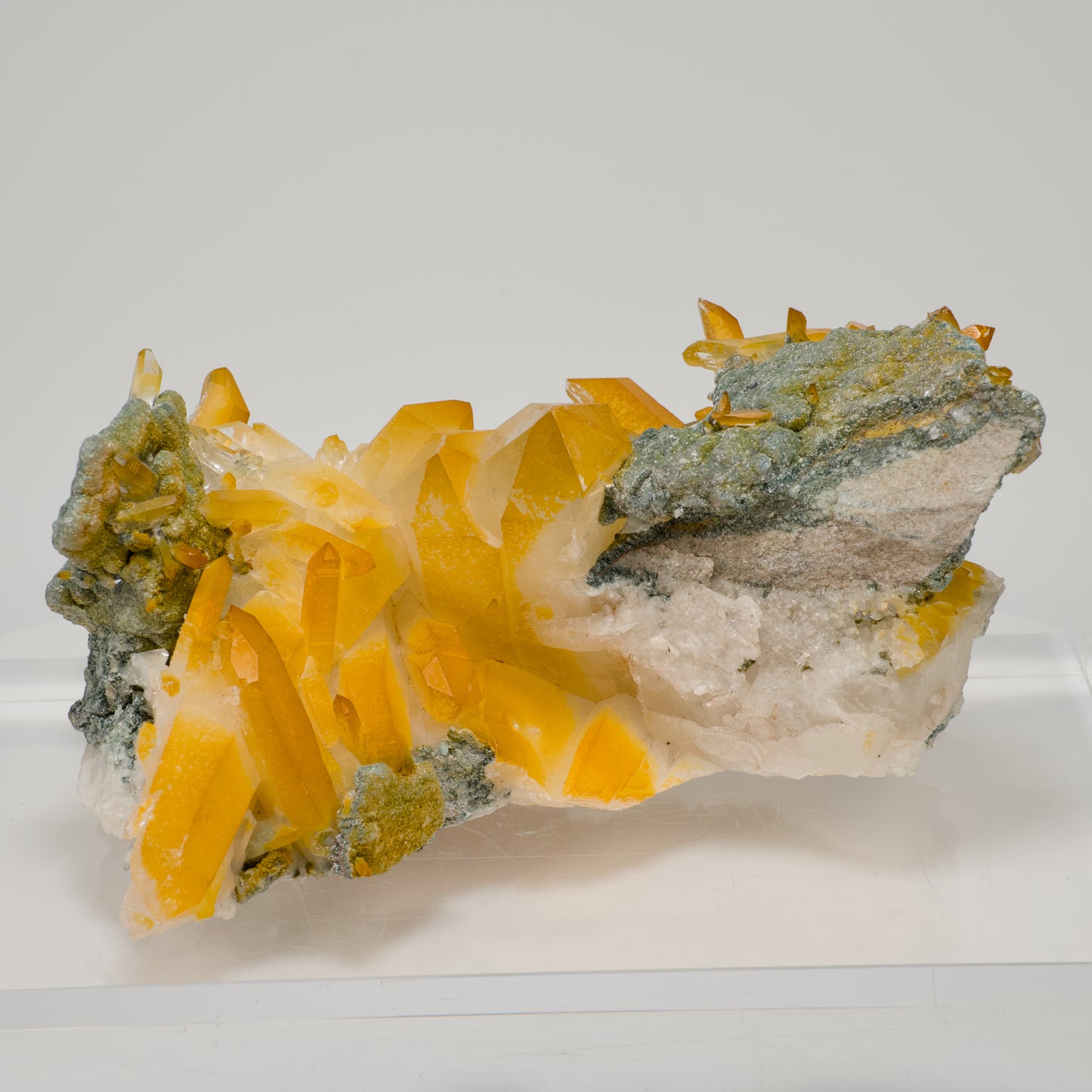 Golden Green Lemurian Quartz Cluster Medium Size Extra rare (LC-439)
