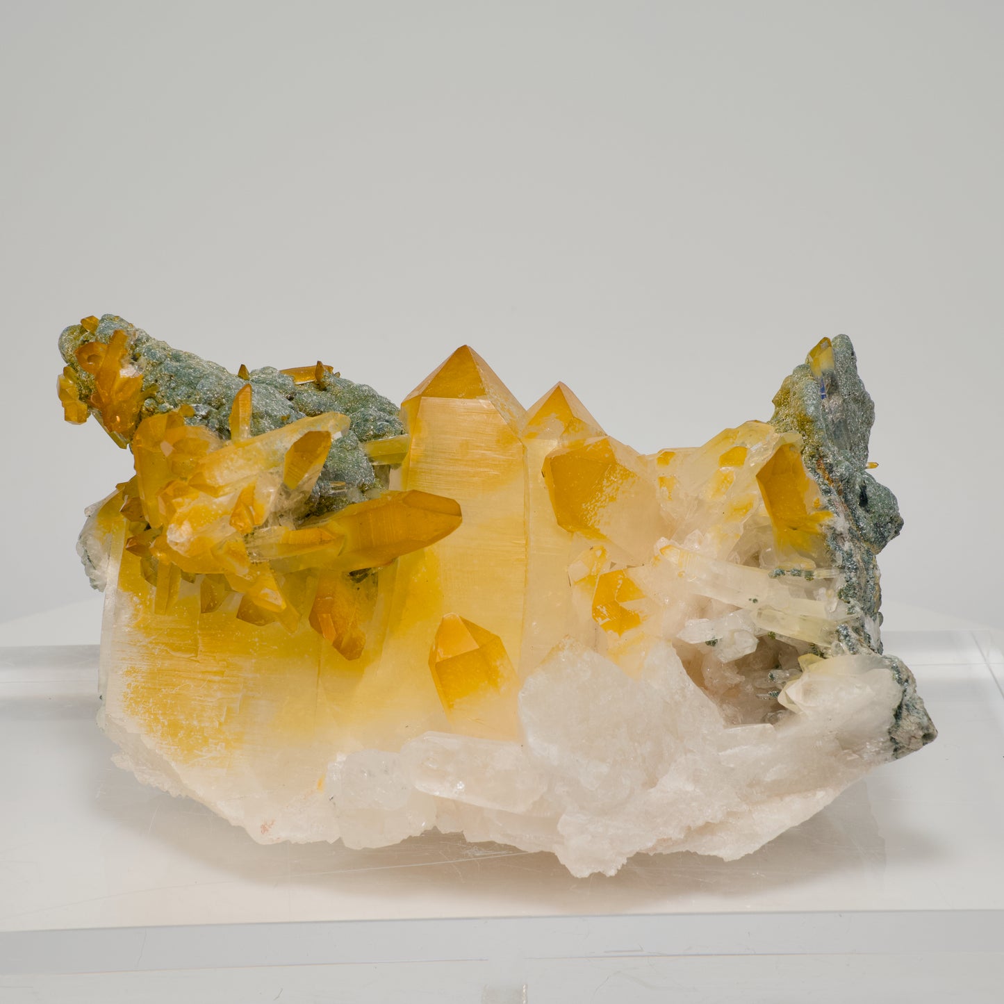 Golden Green Lemurian Quartz Cluster Medium Size Extra rare (LC-439)