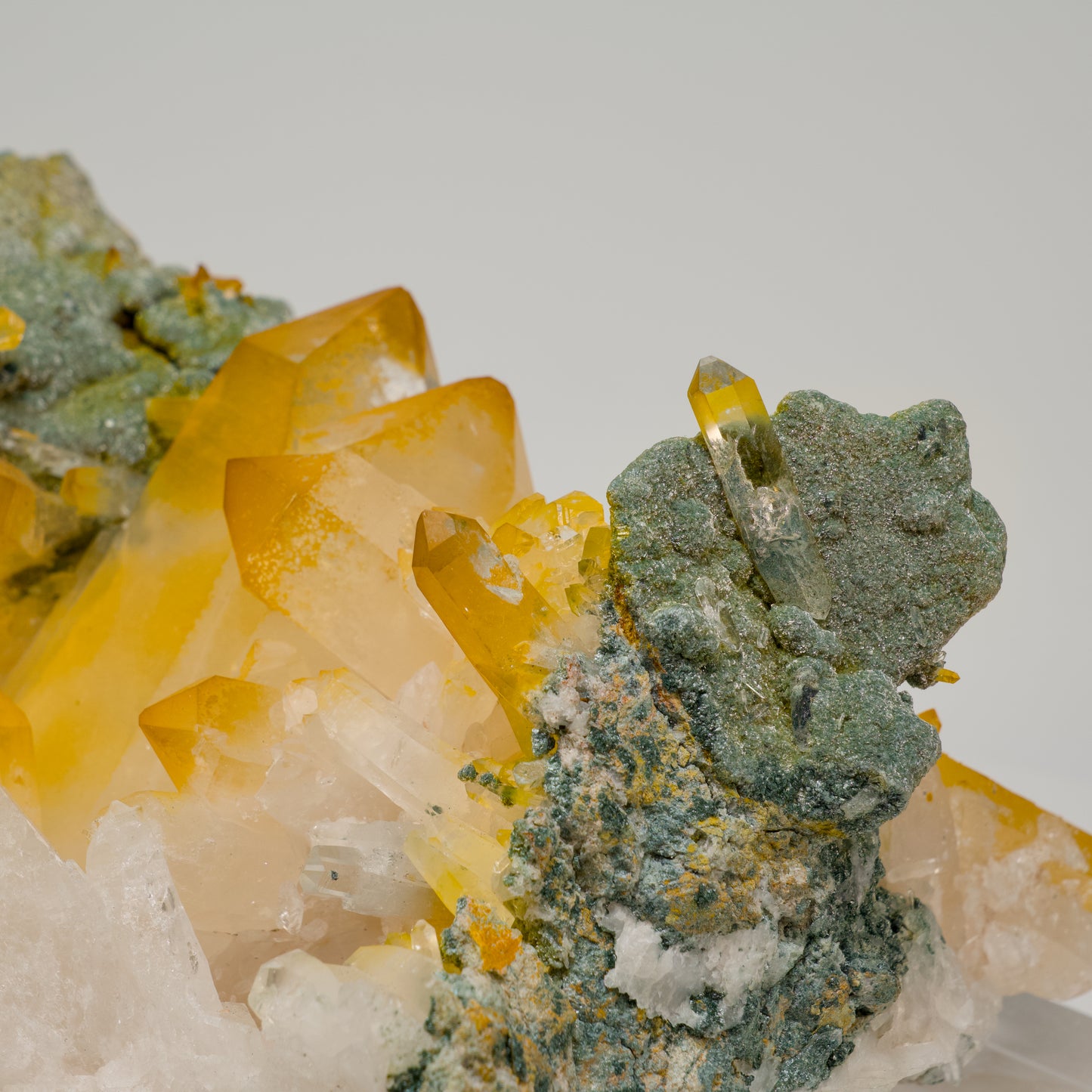Golden Green Lemurian Quartz Cluster Medium Size Extra rare (LC-439)