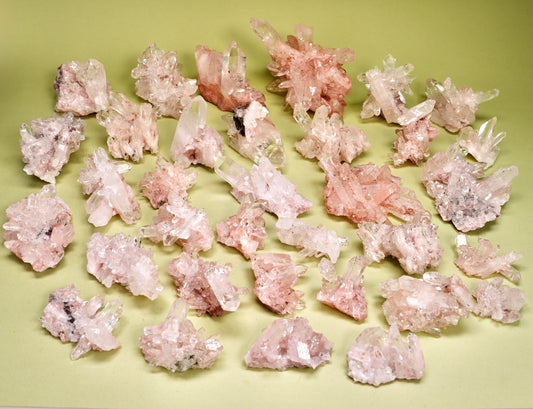 SUPER OPTICAL PINK LEMURIAN QUARTZ CLUSTERS (P-3009) | WHOLESALE LOT | MIXED SIZE