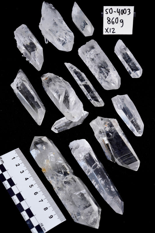 SUPER OPTICAL LEMURIAN QUARTZ POINTS (SO-4003) | WHOLESALE LOT | MEDIUM SIZE 860g x12