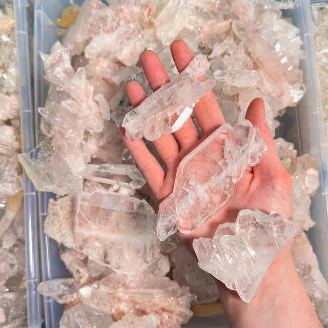 Pink Faden Lemurian Quartz Crystal Floaters (Small/Medium) by the kilo BULK