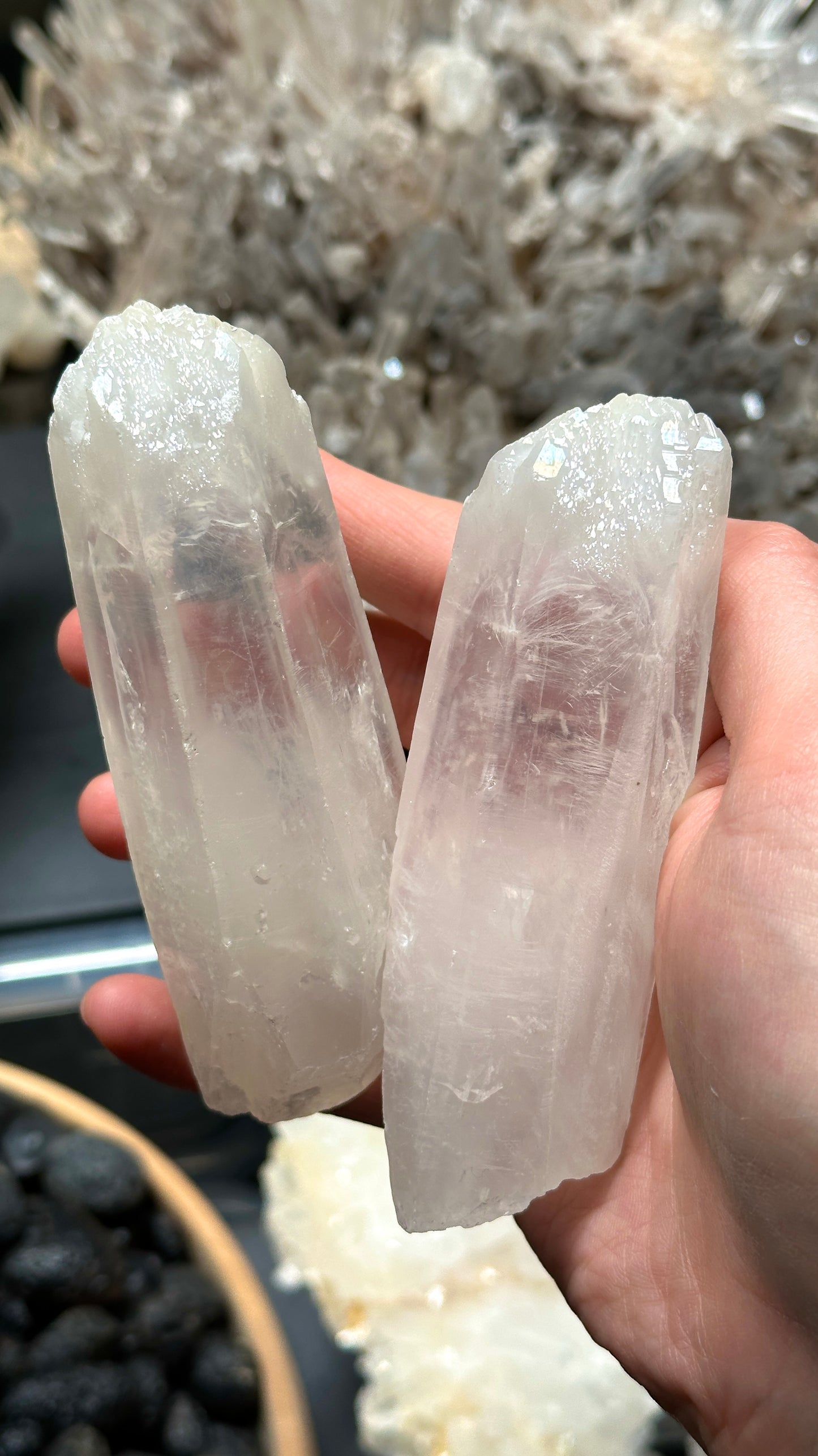 Elestial Crown Blue Smoke Lemurian Quartz Crystal Points/Wands (Mixed Size) by the kilo BULK (Copia)
