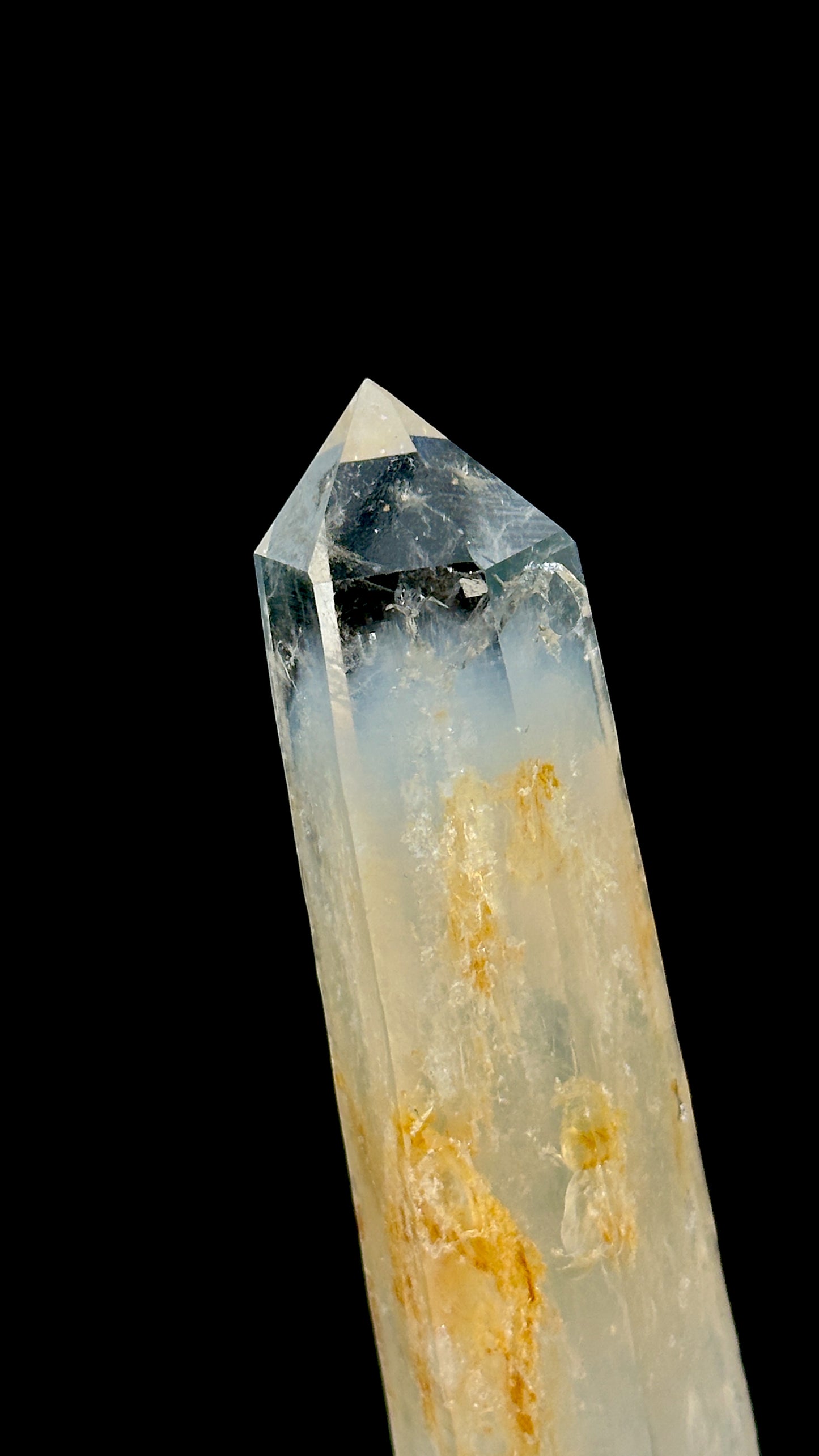 Double terminated DNA Golden Healer Blue Smoke Lemurian Quartz Wand (Lot: CO-203) Collector Specimen