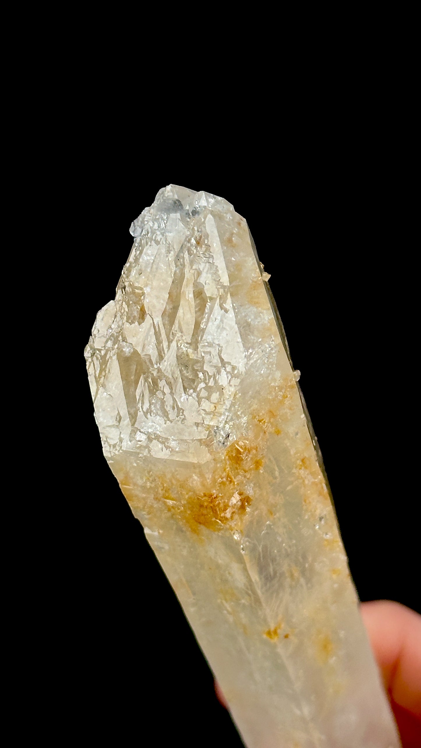 Double terminated DNA Golden Healer Blue Smoke Lemurian Quartz Wand (Lot: CO-203) Collector Specimen