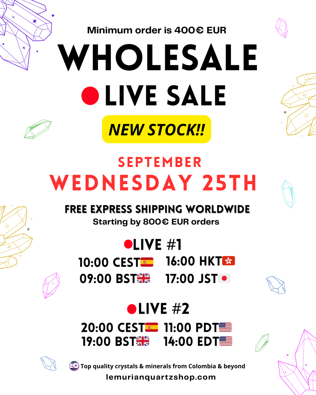 New Stock Instagram Live Sale! September 25th