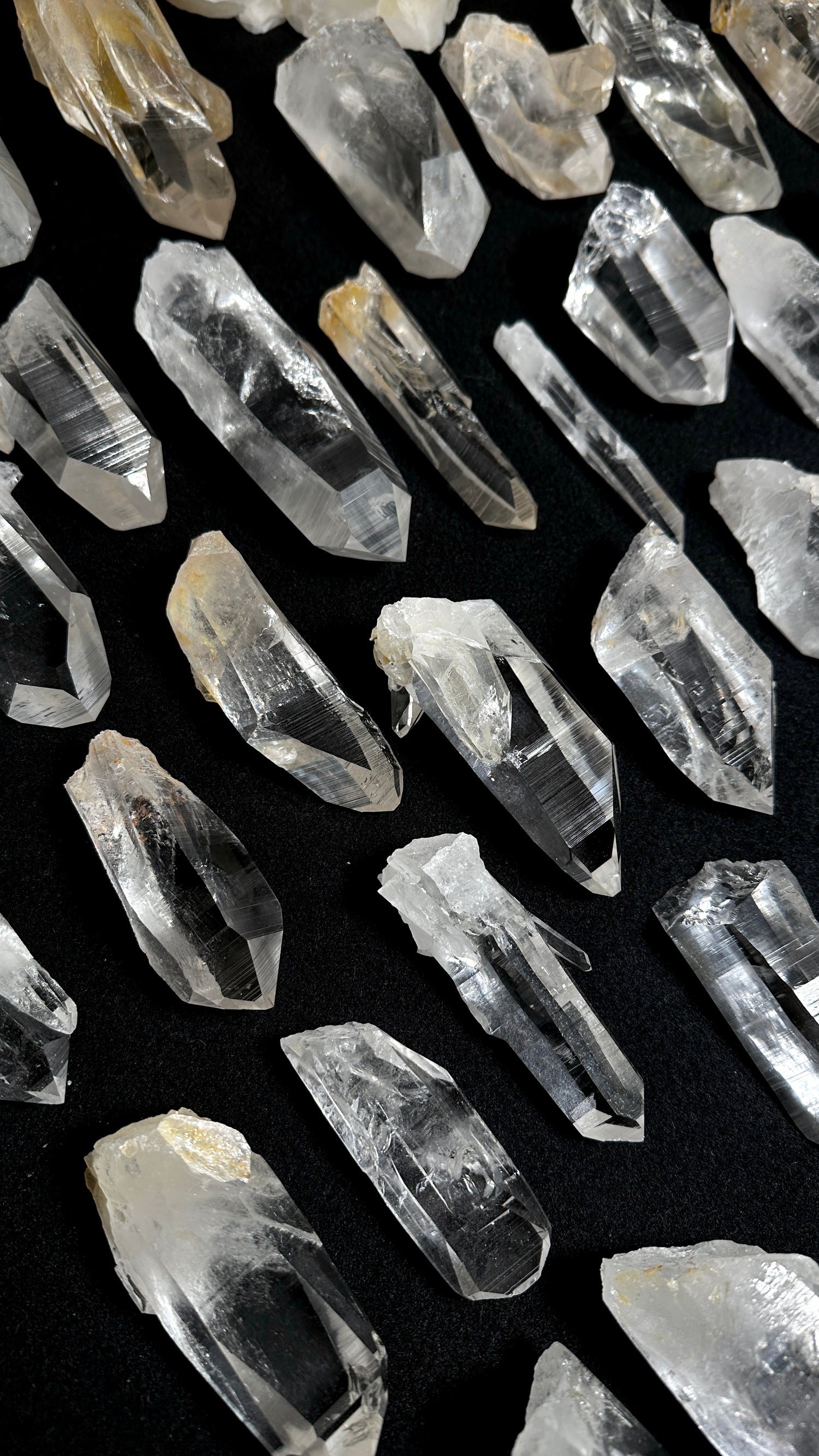 water clear lemurian quartz points