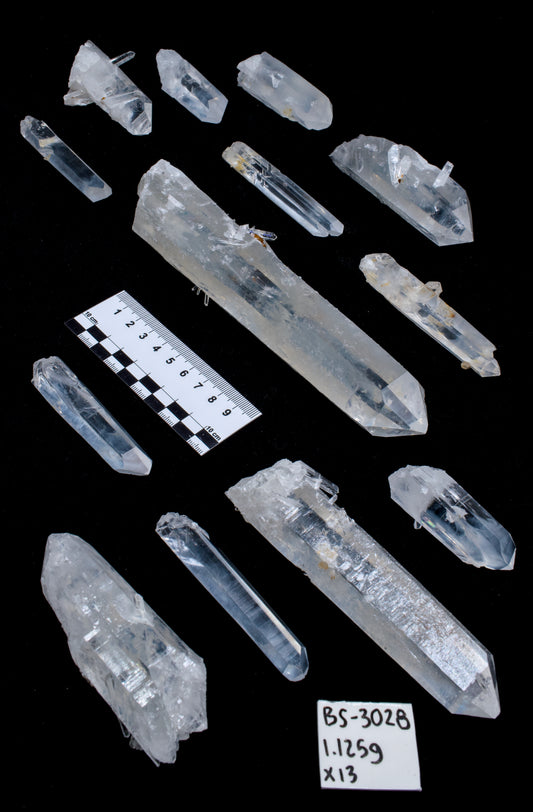 BLUE FEATHER LEMURIAN QUARTZ POINTS (BS-3028) | WHOLESALE LOT | MIXED SIZE 1125g x13