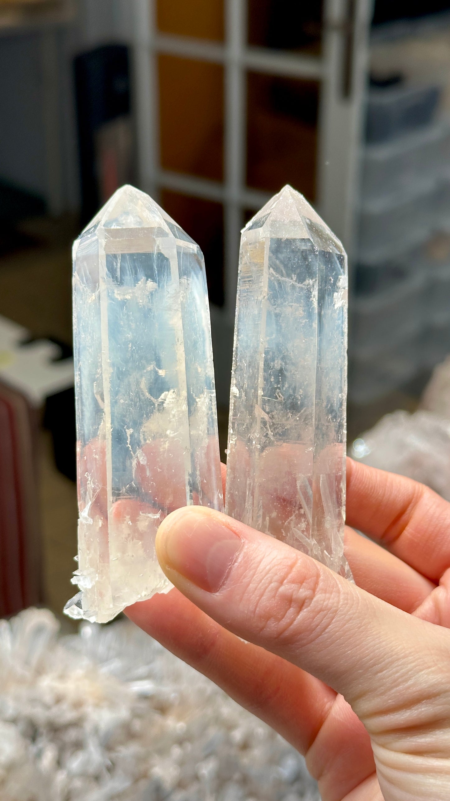 Blue Feather Lemurian Quartz Crystal Points (Mixed Size) by the kilo BULK