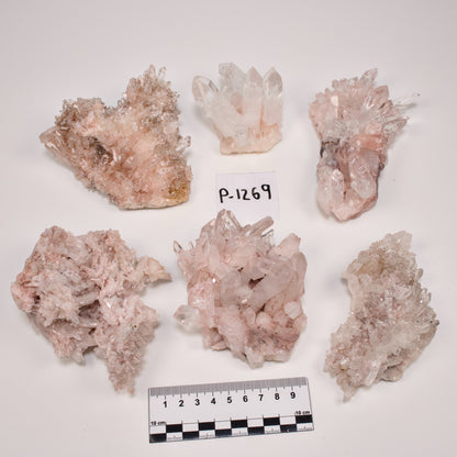 Pink Lemurian Quartz Clusters Medium / Small size (P-1269) 1791g x6