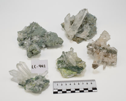 Fuchsite and/or Clinochlore included Lemurian Quartz Clusters (LC-441) 1413g x5