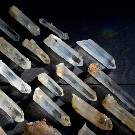 Blue Smoke Lemurian Quartz Crystal points by kilo small size WHOLESALE