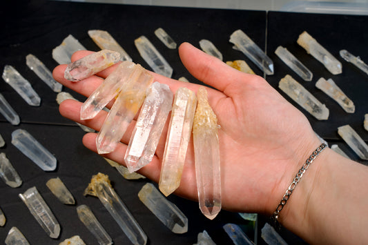 Blue Smoke Lemurian Quartz Crystal points by kilo small size WHOLESALE