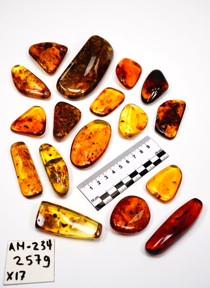 手磨き琥珀 卸売 x17個 (AM-234)