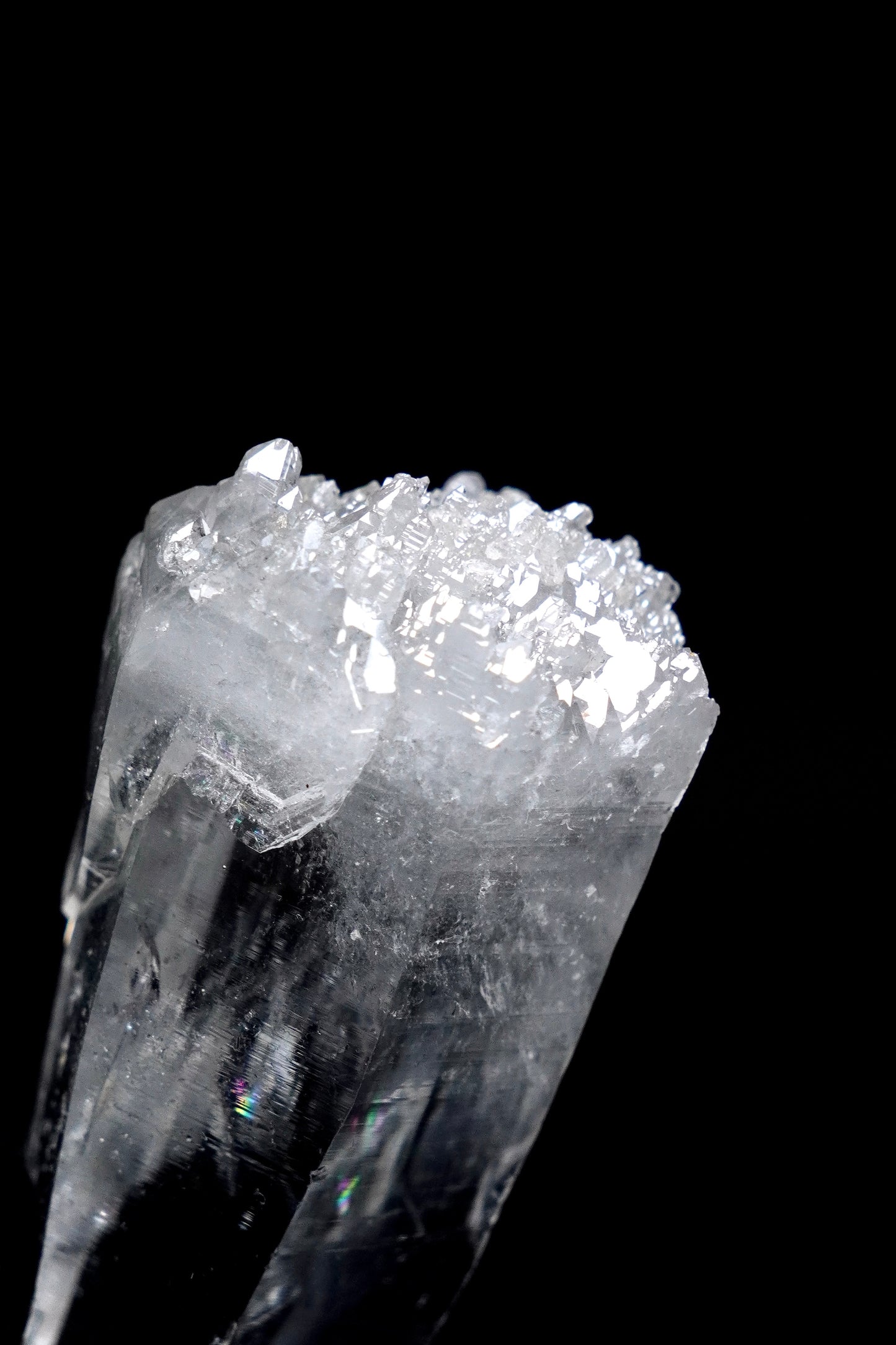 Master Elestial Rainbow Peñas Blancas Lemurian Quartz Crystal Point, Collector Specimen (PE-1C) 92g