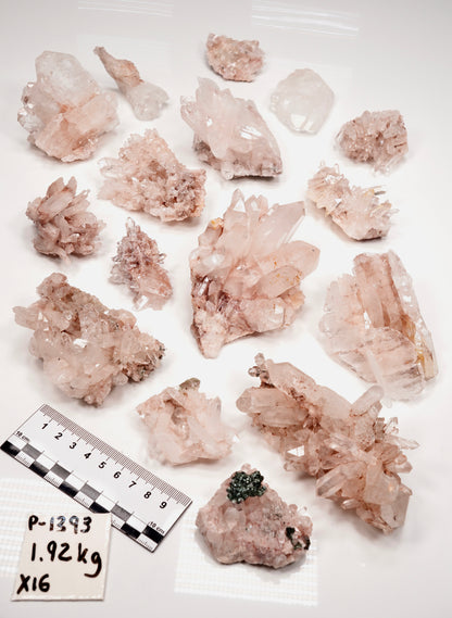 Pink Lemurian Quartz Clusters Small/Medium Size (P-1393) 1920g x16