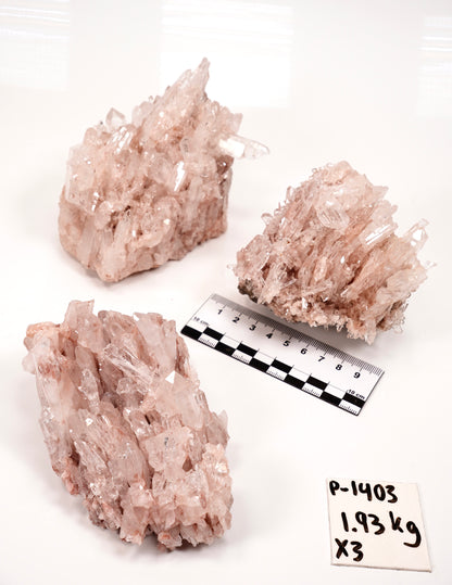 Pink Lemurian Quartz Clusters Medium Size (P-1403) 1930g x3