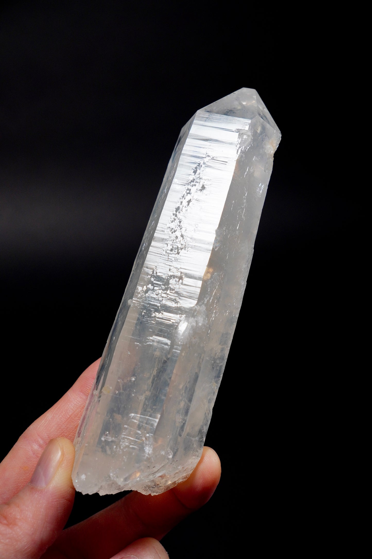 Blue Feather Elestial Lemurian Quartz Sword of Light Collector Specimen (lot: CO-292) 336g
