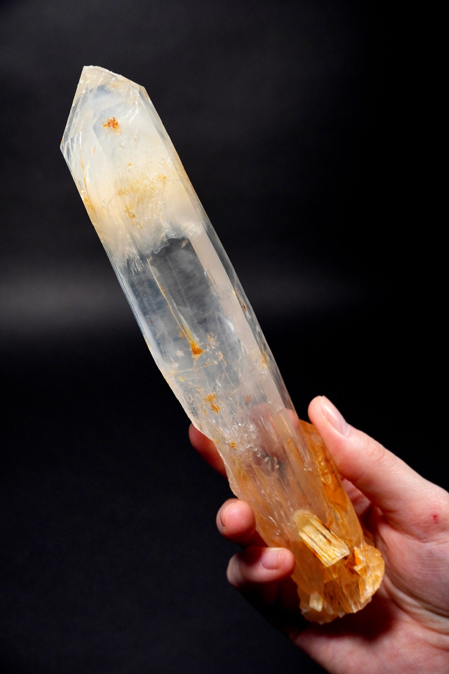 Extra long Golden Healer DNA Blue Smoke Lemurian Quartz Sword of Light Collector Specimen (lot: CO-287) 407g
