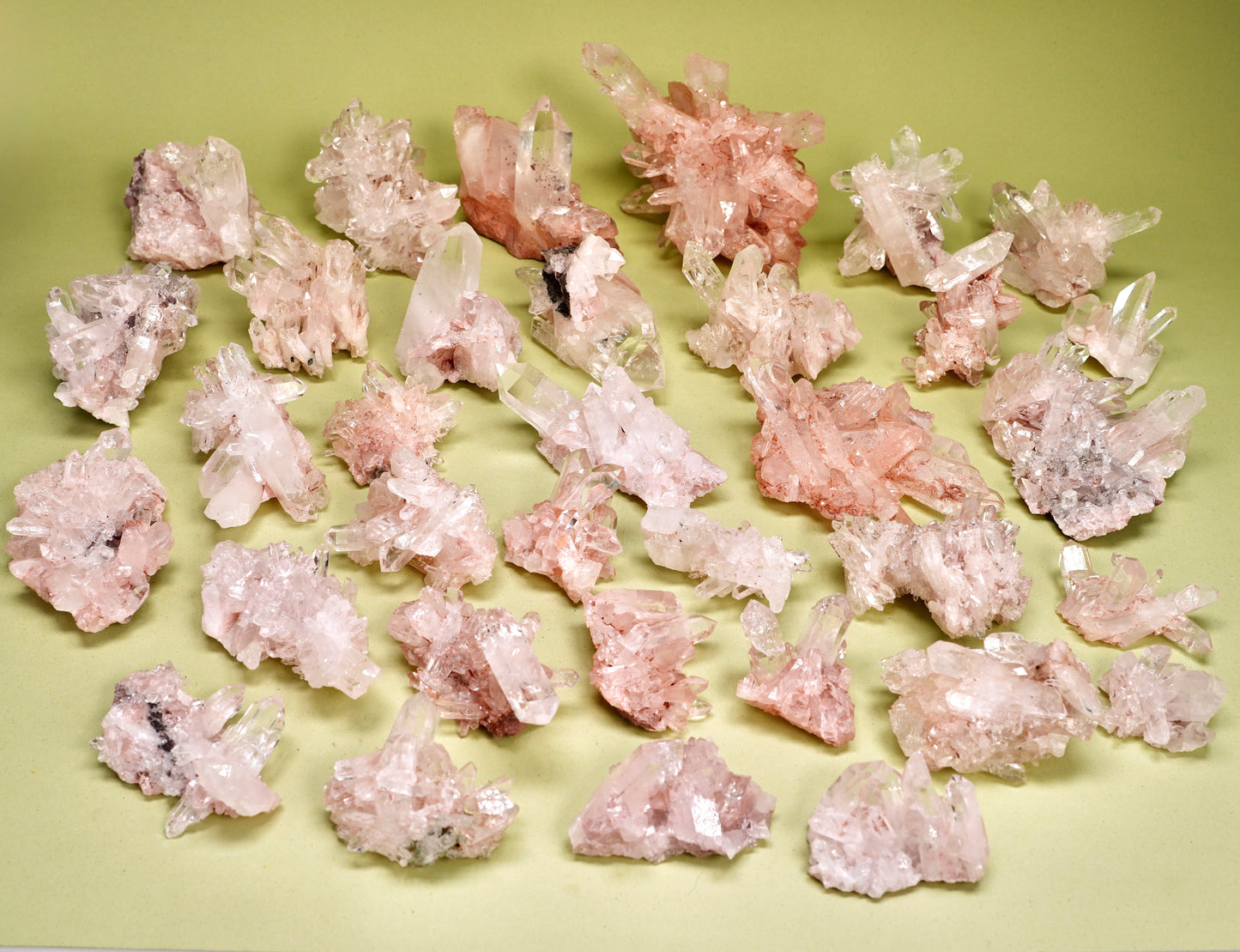 SUPER OPTICAL PINK LEMURIAN QUARTZ CLUSTERS (P-3009) | WHOLESALE LOT | MIXED SIZE