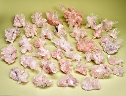 SUPER OPTICAL PINK LEMURIAN QUARTZ CLUSTERS (P-3009) | WHOLESALE LOT | MIXED SIZE