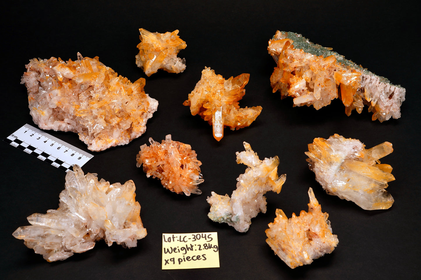 Golden Pink Lemurian Quartz Clusters | (Lot: LC-3045) | 2840g x9 | Wholesale Lot | Mixed Size