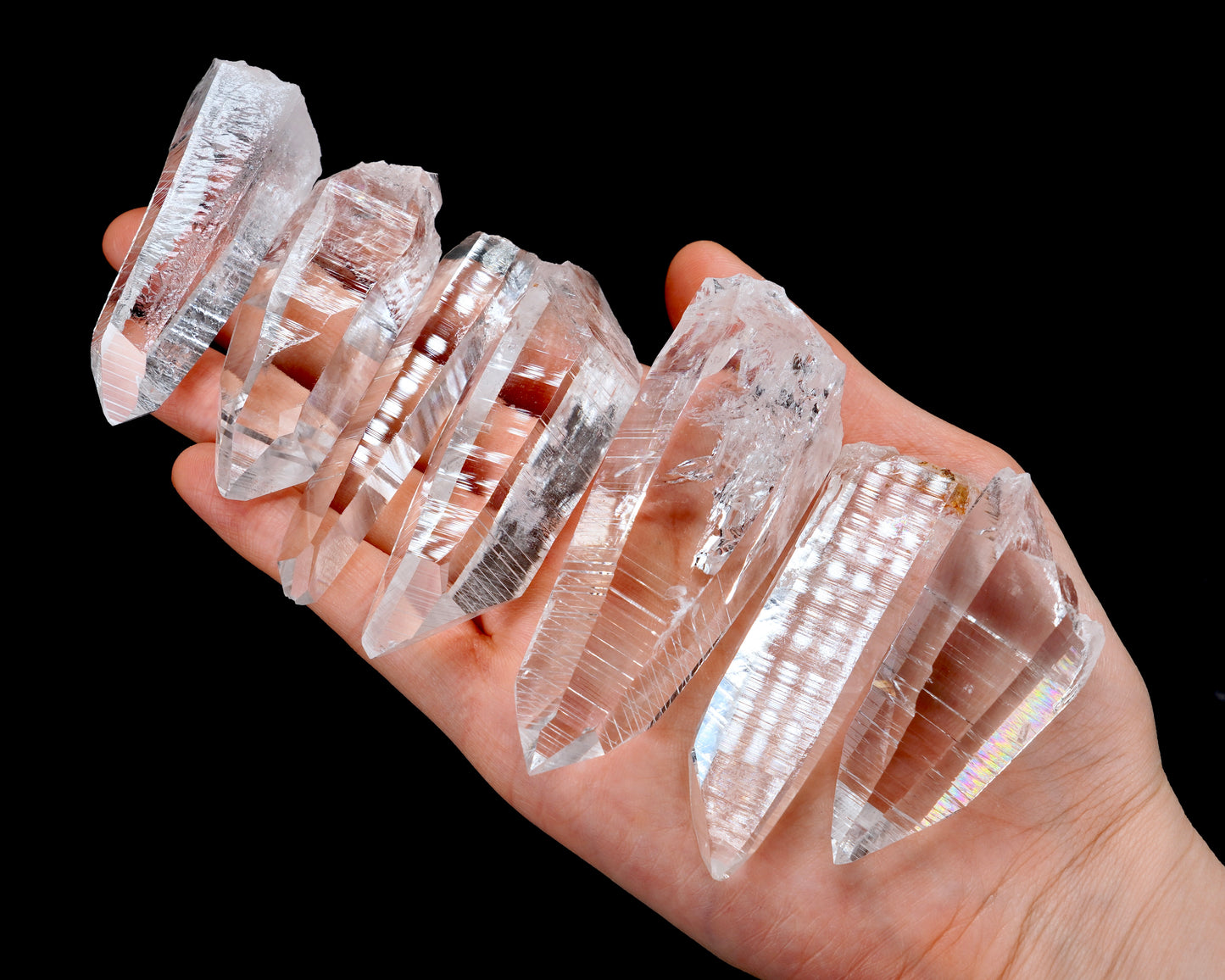 Peñas Blancas Lemurian Quartz Crystal Points (PB-3001) | Wholesale Lot | 325g x7 | Medium & Small Sizes