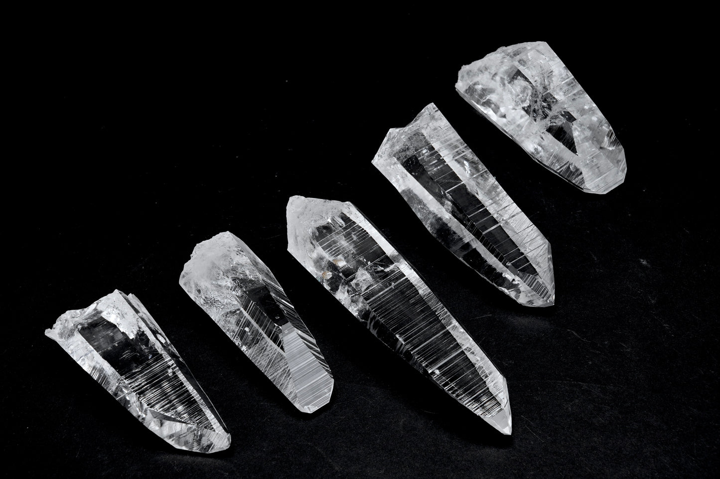 Peñas Blancas Lemurian Quartz Crystal Points (PB-3002) | Wholesale Lot | 420g x5 | Medium & Small Sizes