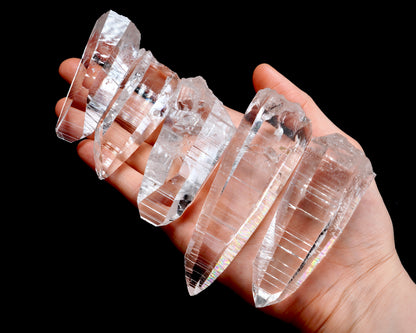 Peñas Blancas Lemurian Quartz Crystal Points (PB-3002) | Wholesale Lot | 420g x5 | Medium & Small Sizes