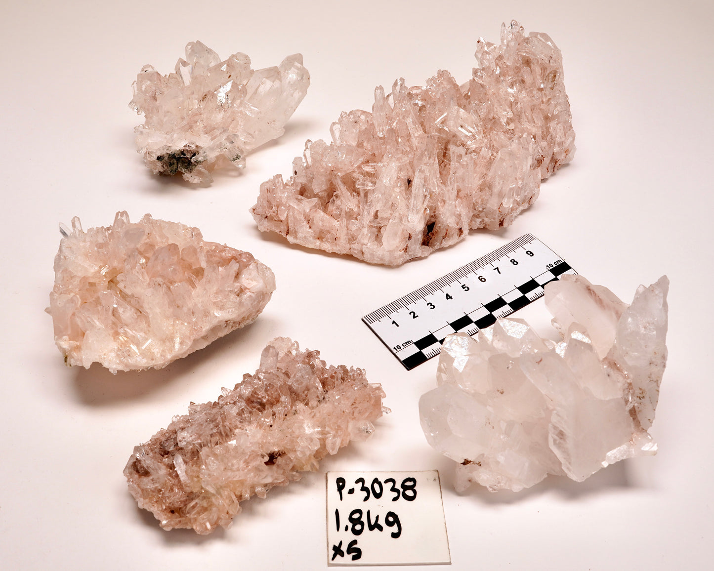 PINK LEMURIAN QUARTZ CLUSTERS (P-3038) | WHOLESALE LOT | SMALL MEDIUM SIZE 1870g x5