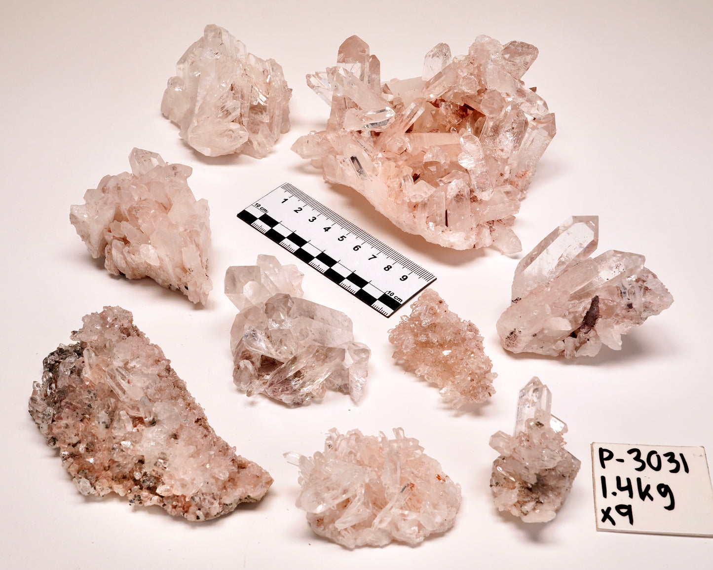 PINK LEMURIAN QUARTZ CLUSTERS (P-3031) | WHOLESALE LOT | SMALL MEDIUM SIZE 1470g x9