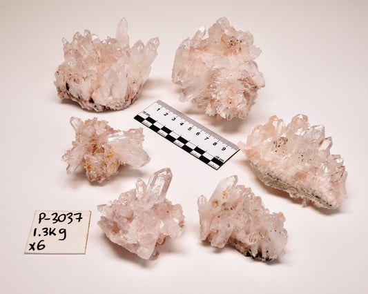 PINK LEMURIAN QUARTZ CLUSTERS (P-3037) | WHOLESALE LOT | SMALL MEDIUM SIZE 1380g x6