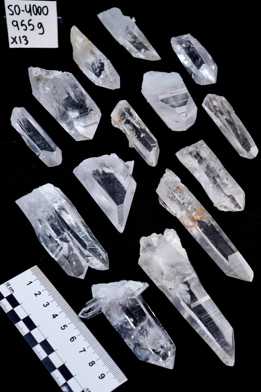 SUPER OPTICAL LEMURIAN QUARTZ POINTS (SO-4000) | WHOLESALE LOT | MEDIUM SIZE 955g x13