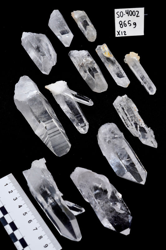SUPER OPTICAL LEMURIAN QUARTZ POINTS (SO-4002) | WHOLESALE LOT | MEDIUM SIZE 865g x12