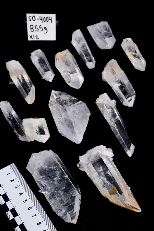 SUPER OPTICAL LEMURIAN QUARTZ POINTS (SO-4004) | WHOLESALE LOT | MEDIUM SIZE 855g x12