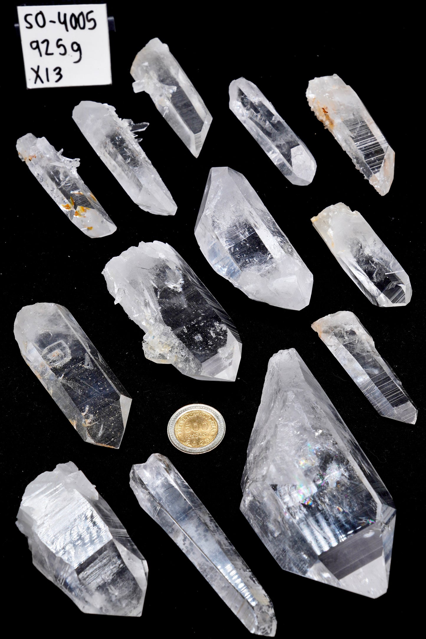 SUPER OPTICAL LEMURIAN QUARTZ POINTS (SO-4005) | WHOLESALE LOT | MEDIUM SIZE 925g x13