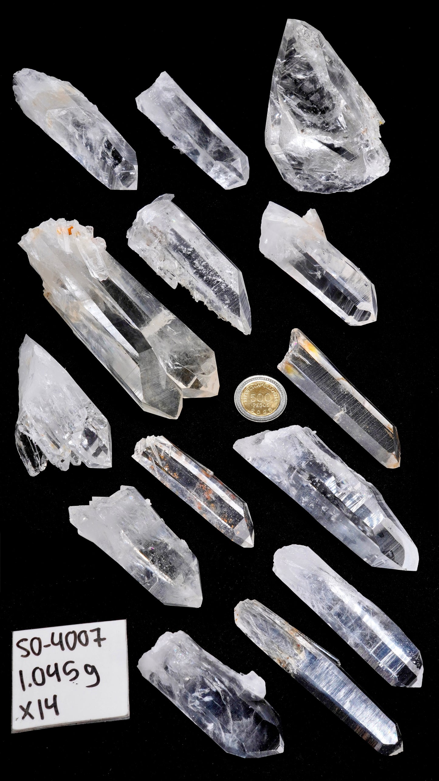 SUPER OPTICAL LEMURIAN QUARTZ POINTS (SO-4007) | WHOLESALE LOT | MEDIUM SIZE 1045g x14