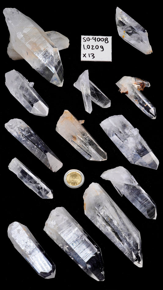 SUPER OPTICAL LEMURIAN QUARTZ POINTS (SO-4008) | WHOLESALE LOT | MEDIUM SIZE 1020g x13