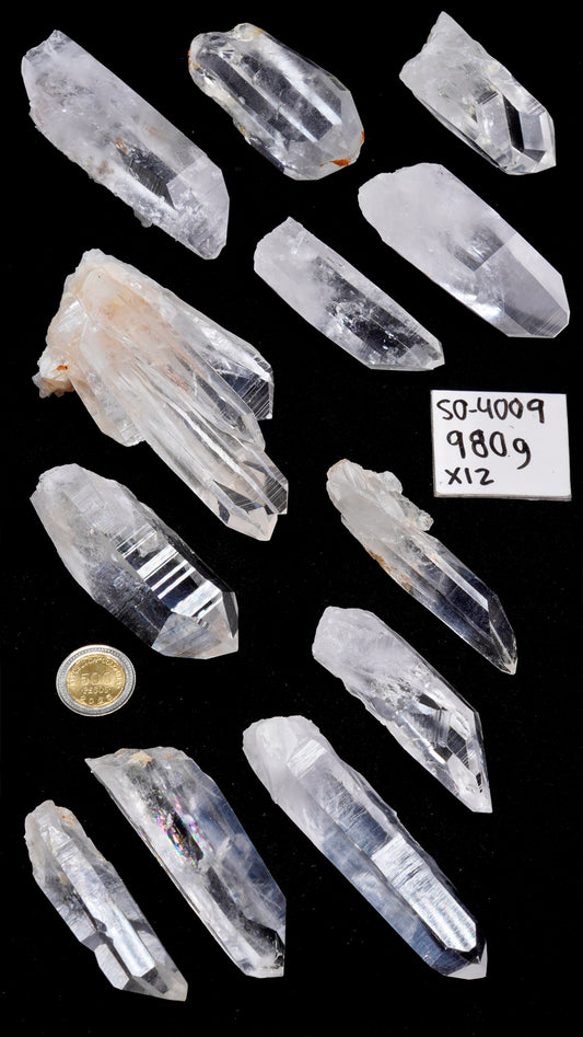 SUPER OPTICAL LEMURIAN QUARTZ POINTS (SO-4009) | WHOLESALE LOT | MEDIUM SIZE 980g x12