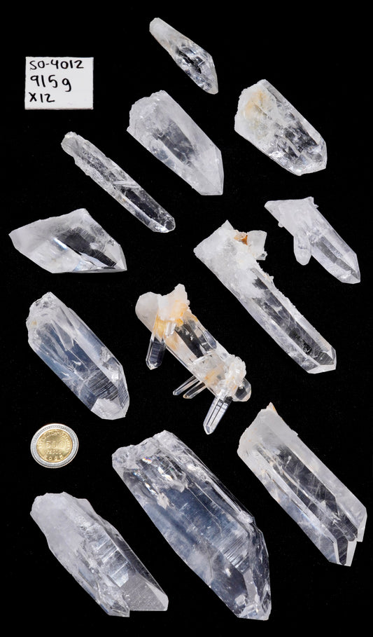 SUPER OPTICAL LEMURIAN QUARTZ POINTS (SO-4012) | WHOLESALE LOT | MEDIUM SIZE 915g x12
