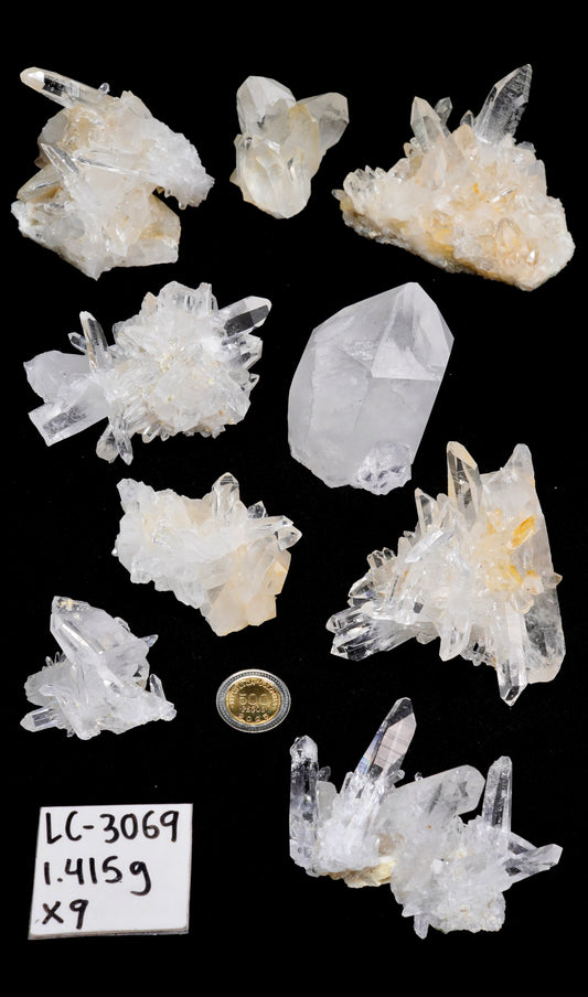 SUPER OPTICAL LEMURIAN QUARTZ CLUSTERS (LC-3069) | WHOLESALE LOT | SMALL SIZE 1415g x9