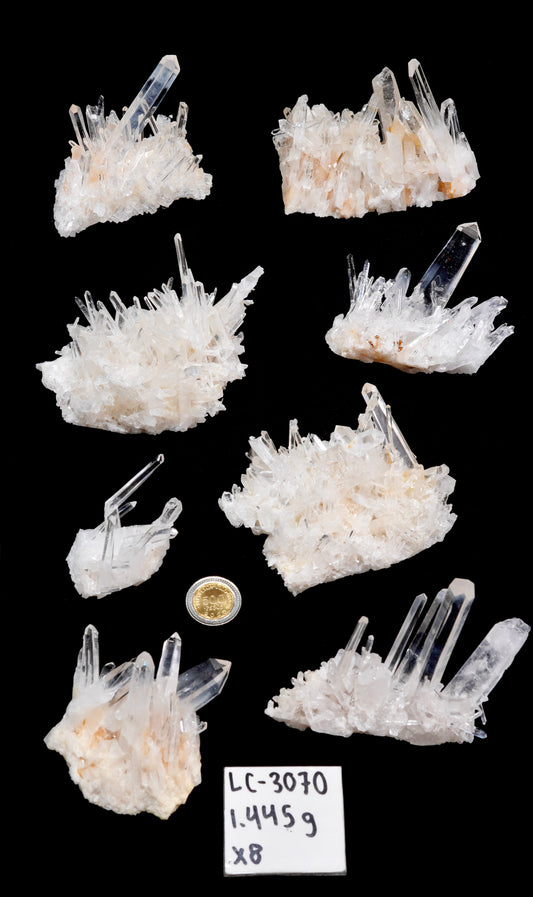 NEEDLE SUPER OPTICAL LEMURIAN QUARTZ CLUSTERS (LC-3070) | WHOLESALE LOT | MEDIUM SIZE 1455g x8