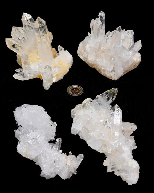 SUPER OPTICAL LEMURIAN QUARTZ CLUSTERS (LC-3082) | WHOLESALE LOT | SMALL SIZE 1305g x4