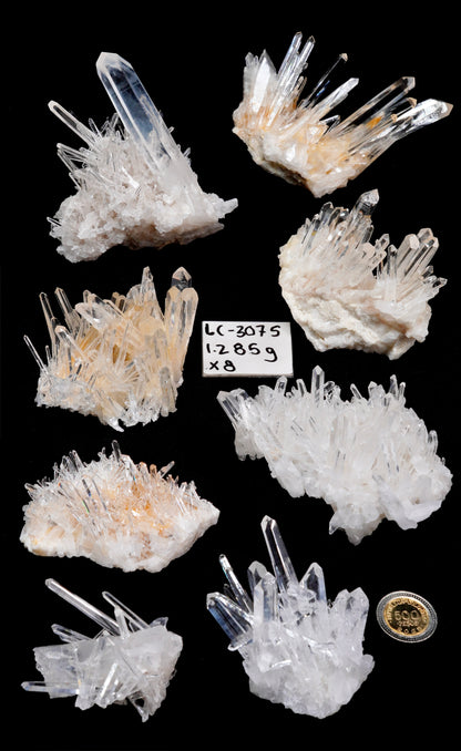 NEEDLE SUPER OPTICAL LEMURIAN QUARTZ CLUSTERS (LC-3075) | WHOLESALE LOT | MEDIUM SIZE 1285g x8