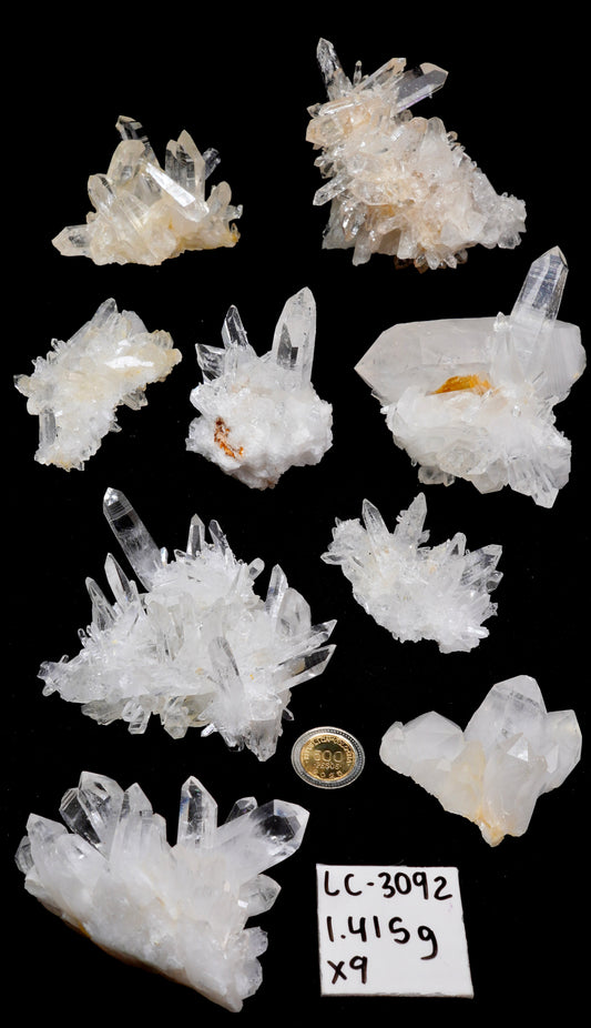 SUPER OPTICAL LEMURIAN QUARTZ CLUSTERS (LC-3092) | WHOLESALE LOT | SMALL SIZE 1415g x9
