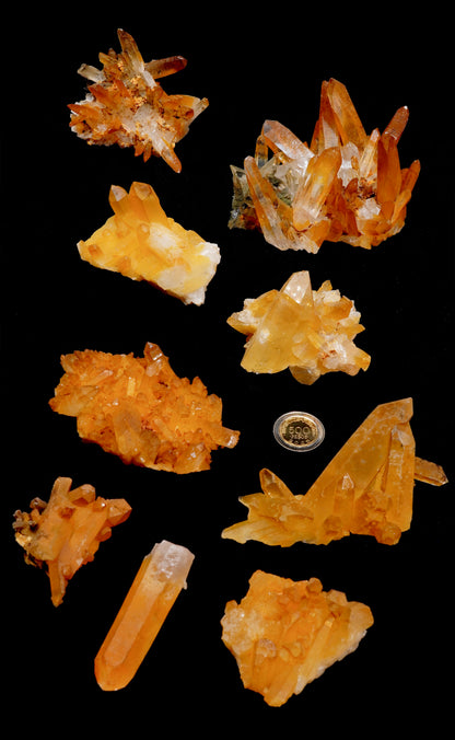 TANGERINE GOLDEN HEALER LEMURIAN QUARTZ CLUSTERS (LC-3078) | WHOLESALE LOT | SMALL SIZE 970g x9