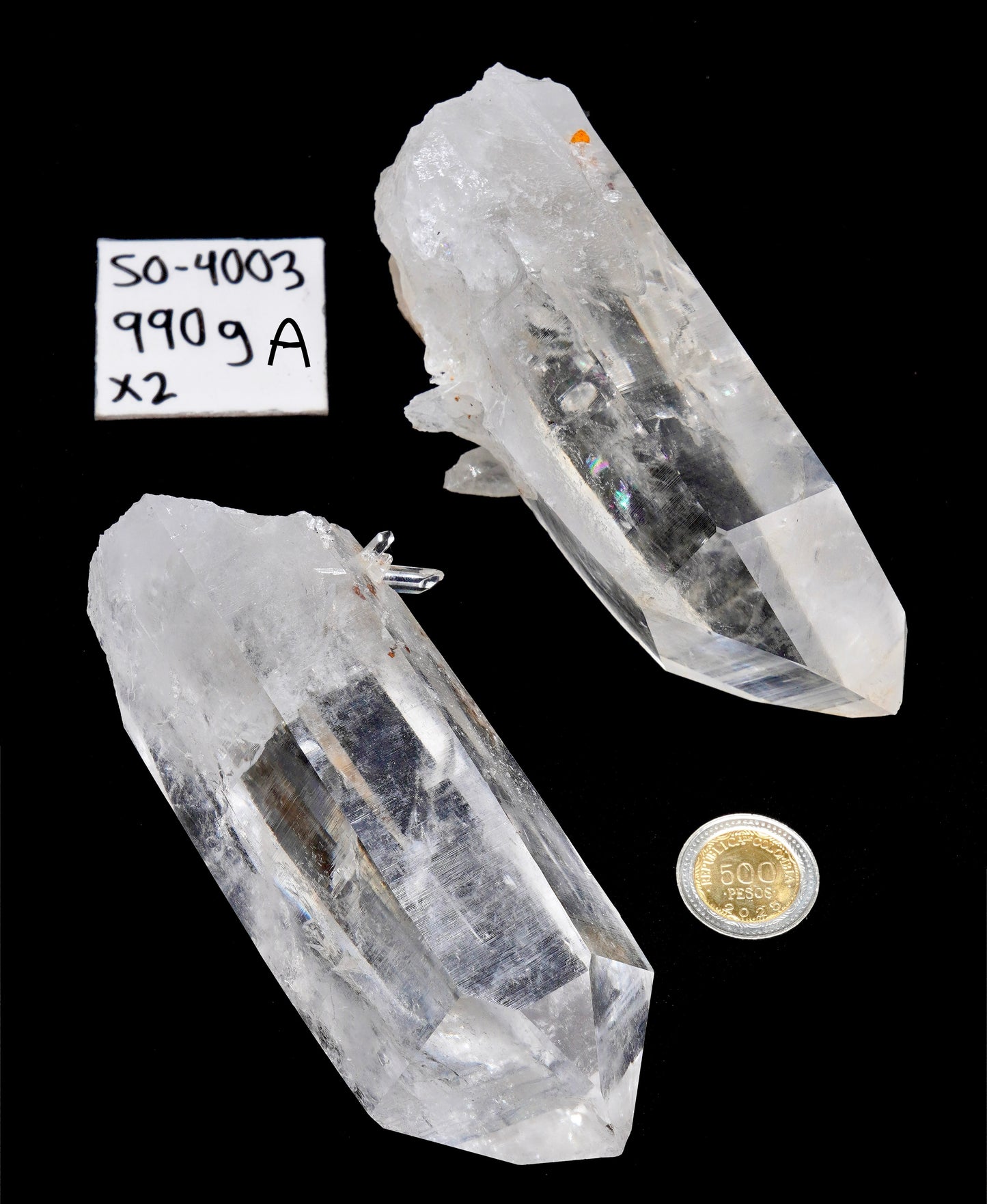 SUPER OPTICAL LEMURIAN QUARTZ POINTS (SO-4003A) | WHOLESALE LOT | LARGE SIZE 990g x1